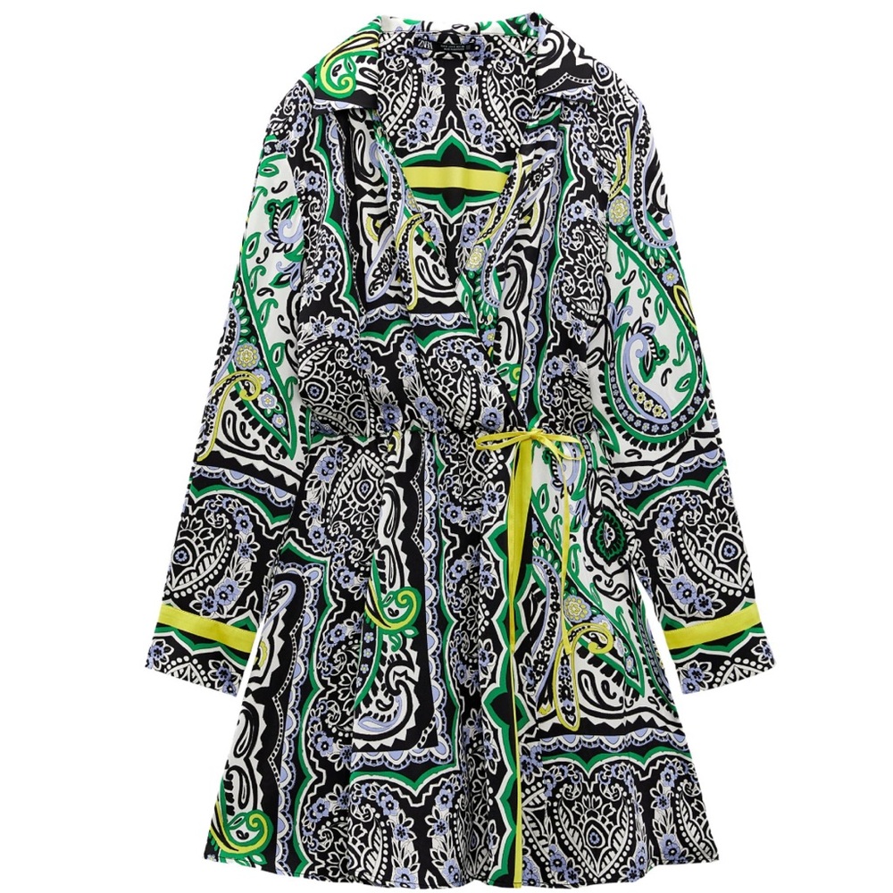 Zara Black and Green Patterned dress